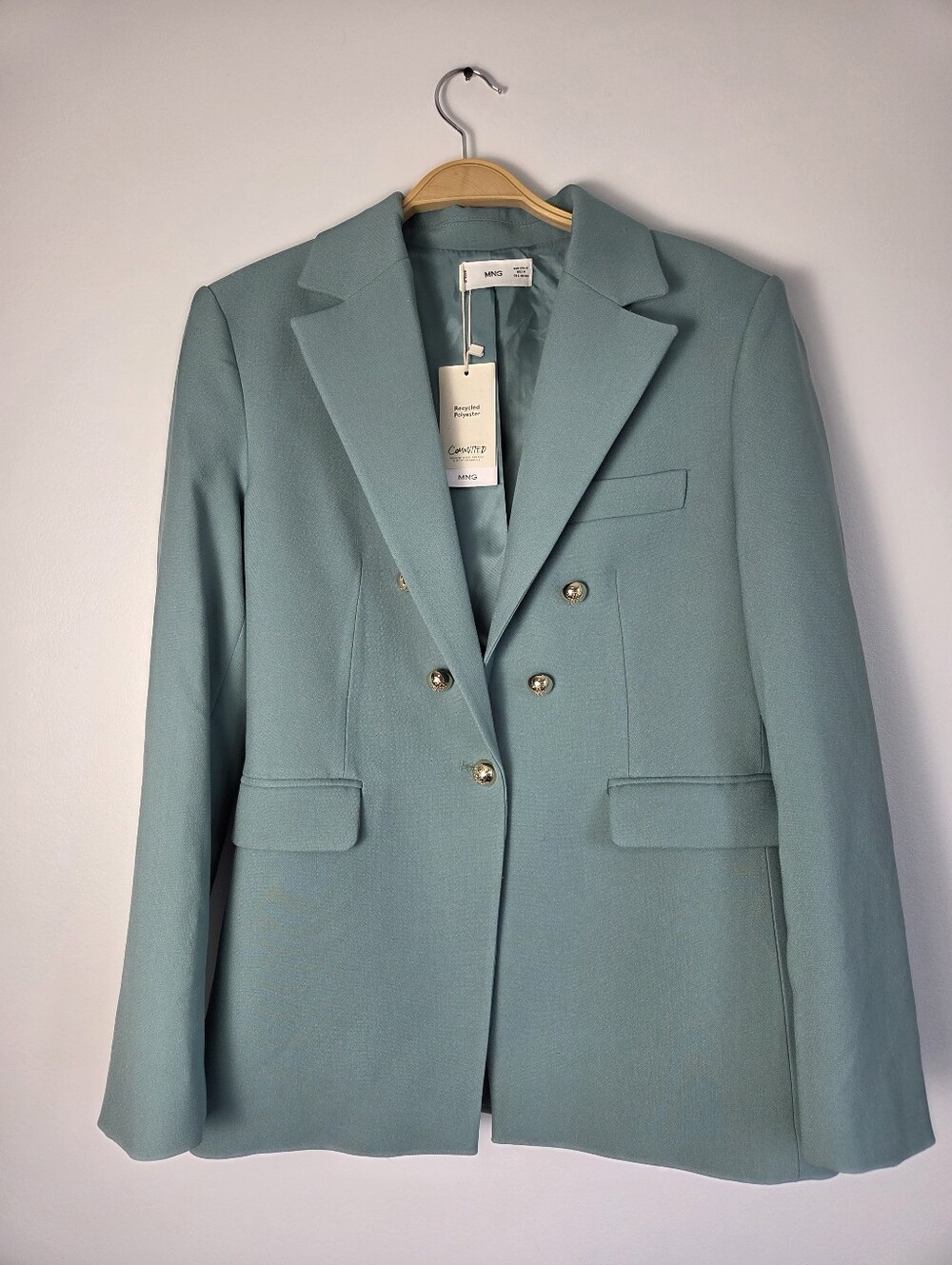 NWT Mango Double-Breasted Mint Green Blazer - Picture 5 of 12